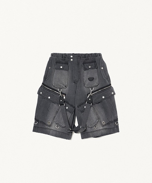 FORSOMEONE(フォーサムワン)の「FORSOMEONE DENIM CROP CARGO(カーゴパンツ・メンズ・インディゴブルー/ブラック・48/50/46)」の2枚目の写真
