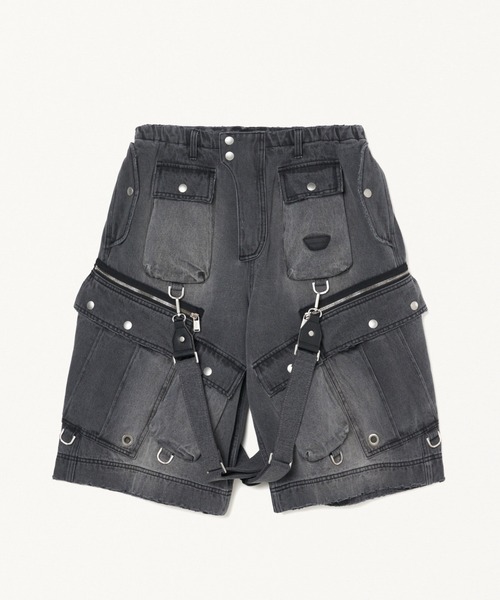 フォーサムワン、DENIM CROP CARGO ブラック 48 FORSOMEONE DENIM CROP CARGO