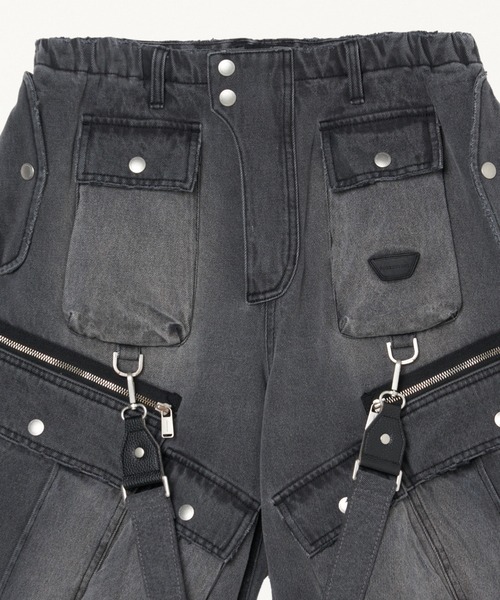 FORSOMEONE(フォーサムワン)の「FORSOMEONE DENIM CROP CARGO(カーゴパンツ・メンズ・インディゴブルー/ブラック・48/50/46)」の8枚目の写真