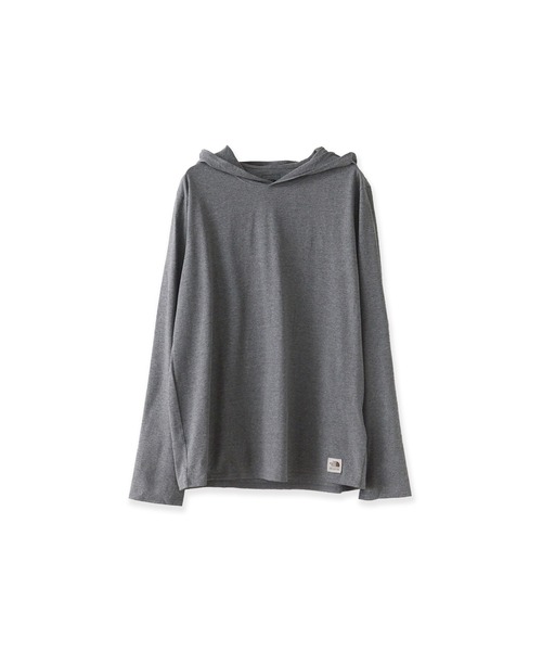 THE NORTH FACE(ザノースフェイス)の「THE NORTH FACE/ザ・ノースフェイス ワンポイントロゴ フード付き プルオーバーロングスリーブTシャツ 秋服 冬服(パーカー・レディース・グレー/ブルー/スミクロ・M/L/XL/S)」の3枚目の写真
