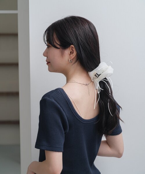 Kastane（カスタネ）の「【新色追加】ニットタグリブTEE（Tシャツ/カットソー・レディース・アイボリー/ブラック/ブルー系その他/イエロー/ネイビー/ブラウン・FREE）」の19枚目の写真