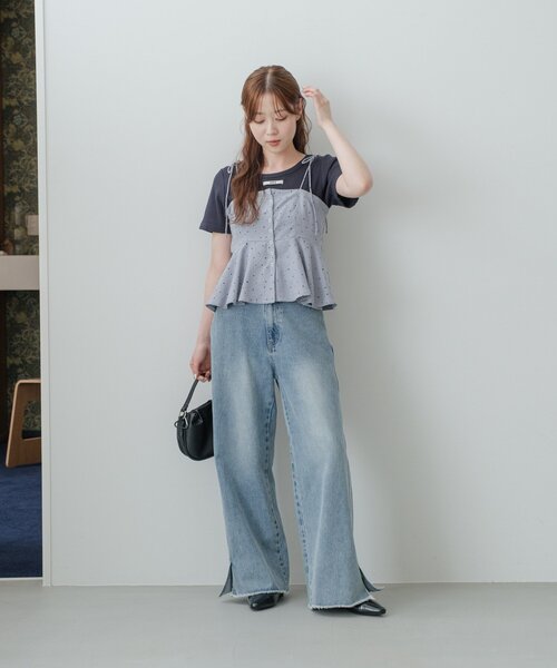 Kastane（カスタネ）の「【新色追加】ニットタグリブTEE（Tシャツ/カットソー・レディース・アイボリー/ブラック/ブルー系その他/イエロー/ネイビー/ブラウン・FREE）」の22枚目の写真