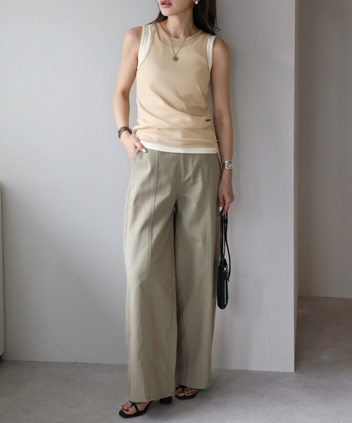 Bonjour Sagan(ボンジュールサガン)の「レイヤードシアータンクトップ(タンクトップ・レディース・ライトベージュ/ホワイト・FREE)」の15枚目の写真