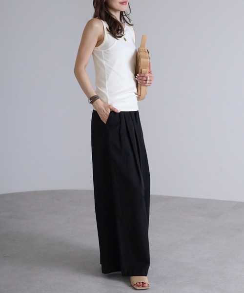 Bonjour Sagan(ボンジュールサガン)の「レイヤードシアータンクトップ(タンクトップ・レディース・ライトベージュ/ホワイト・FREE)」の6枚目の写真