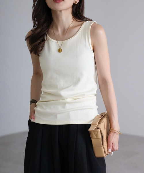 Bonjour Sagan(ボンジュールサガン)の「レイヤードシアータンクトップ(タンクトップ・レディース・ライトベージュ/ホワイト・FREE)」の9枚目の写真