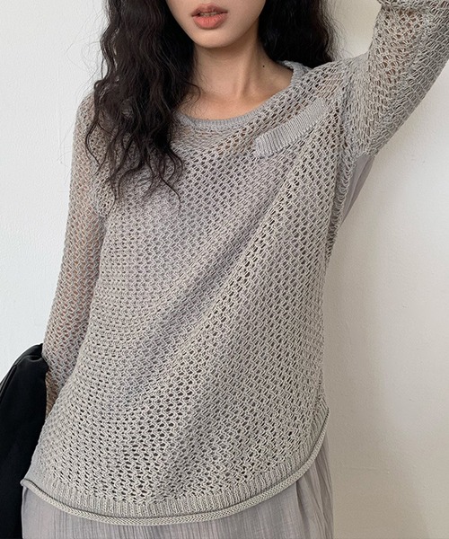 トップス yilon DOCKING LACE RIB KNIT yilon DOCKING LACE RIB KNIT