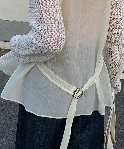 トップス yilon DOCKING LACE RIB KNIT yilon Docking lace rib knit トップス
