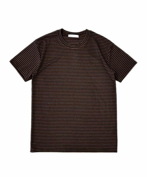 Chikashitsu +(チカシツプラス)の「【Chikashitsu +】tight fit border t-shirt / 【チカシツプラス】タイトフィットボーダー半袖Tシャツ(Tシャツ/カットソー・メンズ・カーキ/ブラック/ブラウン・ONE SIZE)」の17枚目の写真