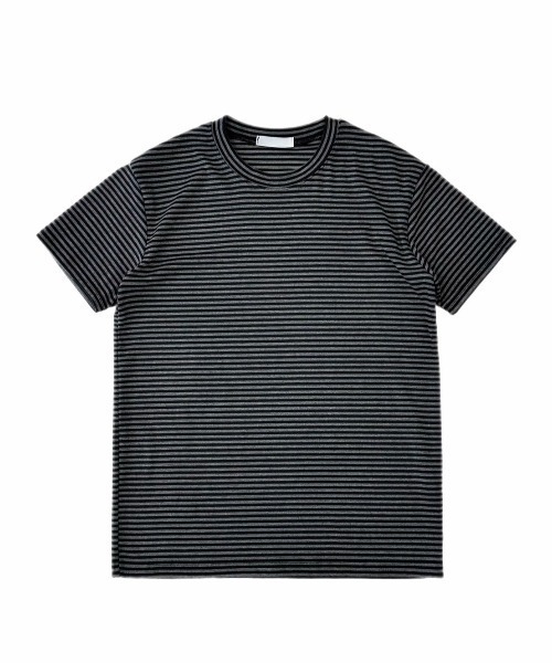 Chikashitsu +(チカシツプラス)の「【Chikashitsu +】tight fit border t-shirt / 【チカシツプラス】タイトフィットボーダー半袖Tシャツ(Tシャツ/カットソー・メンズ・カーキ/ブラック/ブラウン・ONE SIZE)」の18枚目の写真