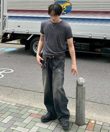 Never mind the XU / Chikashitsu+（ネバーマインド ザ エックスユー / チカシツプラス）の「【Chikashitsu +】tight fit border t-shirt / 【チカシツプラス】タイトフィットボーダー半袖Tシャツ（Tシャツ/カットソー）」