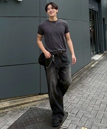 Chikashitsu +（チカシツプラス）の「【Chikashitsu +】tight fit border t-shirt / 【チカシツプラス】タイトフィットボーダー半袖Tシャツ（Tシャツ/カットソー）」