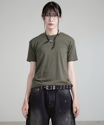 Never mind the XU / Chikashitsu+（ネバーマインド ザ エックスユー / チカシツプラス）の「【Chikashitsu +】tight fit border t-shirt / 【チカシツプラス】タイトフィットボーダー半袖Tシャツ（Tシャツ/カットソー）」