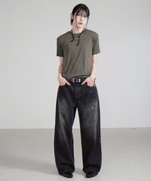 Chikashitsu +（チカシツプラス）の「【Chikashitsu +】tight fit border t-shirt / 【チカシツプラス】タイトフィットボーダー半袖Tシャツ（Tシャツ/カットソー）」