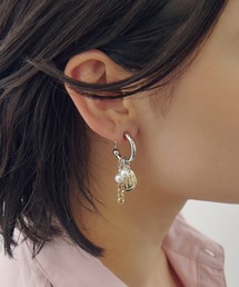 コイン プレート チャーム パール イヤリング