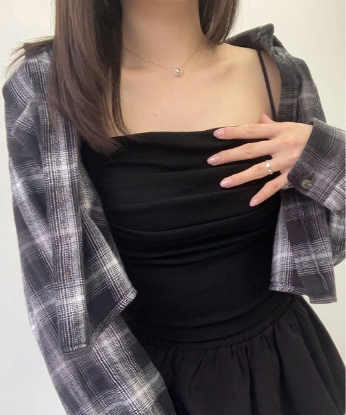 kirakiraShop(キラキラショップ)の「カップイン コットン シャーリング キャミソール(キャミソール・レディース・オフホワイト/グレー/ブラック・FREE)」の19枚目の写真