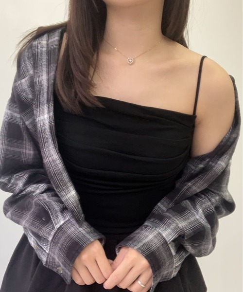 kirakiraShop(キラキラショップ)の「カップイン コットン シャーリング キャミソール(キャミソール・レディース・オフホワイト/グレー/ブラック・FREE)」の20枚目の写真