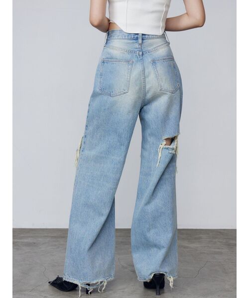 EMODA（エモダ）の「ボールドリップドルーズジーンズ（デニムパンツ・レディース・ブラック/ライトブルー・SMALL/MEDIUM）」の5枚目の写真