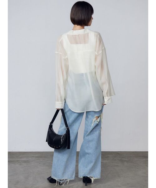 EMODA（エモダ）の「ボールドリップドルーズジーンズ（デニムパンツ・レディース・ブラック/ライトブルー・SMALL/MEDIUM）」の8枚目の写真