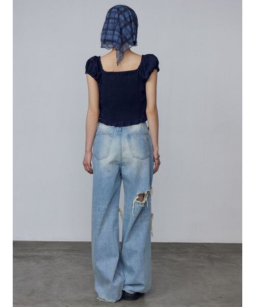 EMODA（エモダ）の「ボールドリップドルーズジーンズ（デニムパンツ・レディース・ブラック/ライトブルー・SMALL/MEDIUM）」の11枚目の写真