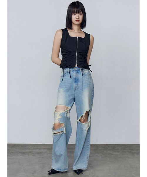 セール】ボールドリップドルーズジーンズ（デニムパンツ）｜EMODA