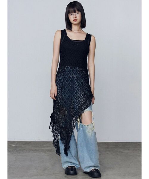 EMODA（エモダ）の「ボールドリップドルーズジーンズ（デニムパンツ・レディース・ブラック/ライトブルー・SMALL/MEDIUM）」の20枚目の写真