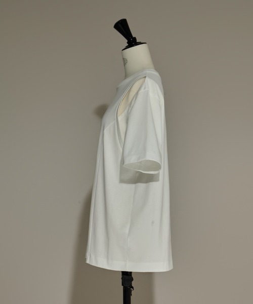 CINOH（チノ）の「【CINOH/チノ】《STUDIOUS別注》CUT OUT T-SHIRT/カットアウトTシャツ（Tシャツ/カットソー・レディース・ブラック/ホワイト・FREE）」の7枚目の写真