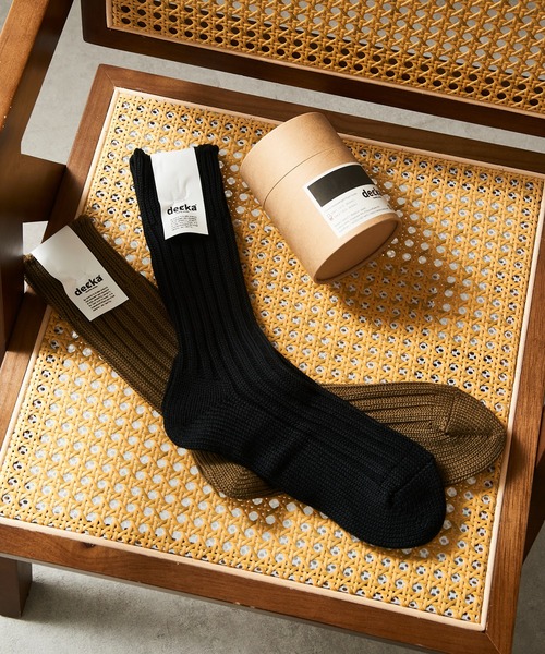 decka Quality socks（デカクオリティソックス）の「【decka Quality socks】Cased Heavyweight Plain Socks（ソックス/靴下・メンズ・ブラック/オリーブ/シルバー/ホワイト/ベージュ・1/2）」の2枚目の写真