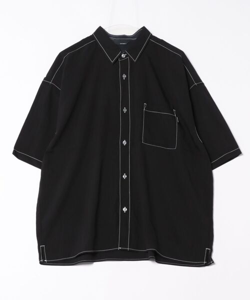 m.f.editorial（エムエフエディトリアル）の「【ストレッチ ウォッシャブル】m.f.エディトリアル メンズ タスランステッチ レギュラーカラー半袖シャツ（シャツ/ブラウス・メンズ・グレー/ブラック・MEDIUM/LARGE）」の5枚目の写真