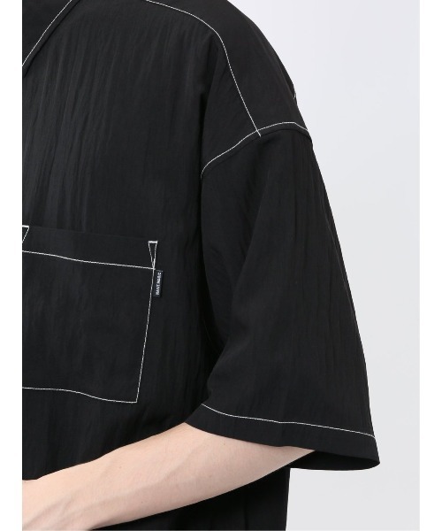 m.f.editorial（エムエフエディトリアル）の「【ストレッチ ウォッシャブル】m.f.エディトリアル メンズ タスランステッチ レギュラーカラー半袖シャツ（シャツ/ブラウス・メンズ・グレー/ブラック・MEDIUM/LARGE）」の10枚目の写真