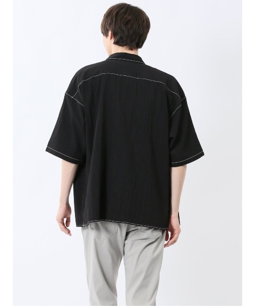 m.f.editorial（エムエフエディトリアル）の「【ストレッチ ウォッシャブル】m.f.エディトリアル メンズ タスランステッチ レギュラーカラー半袖シャツ（シャツ/ブラウス・メンズ・グレー/ブラック・MEDIUM/LARGE）」の12枚目の写真