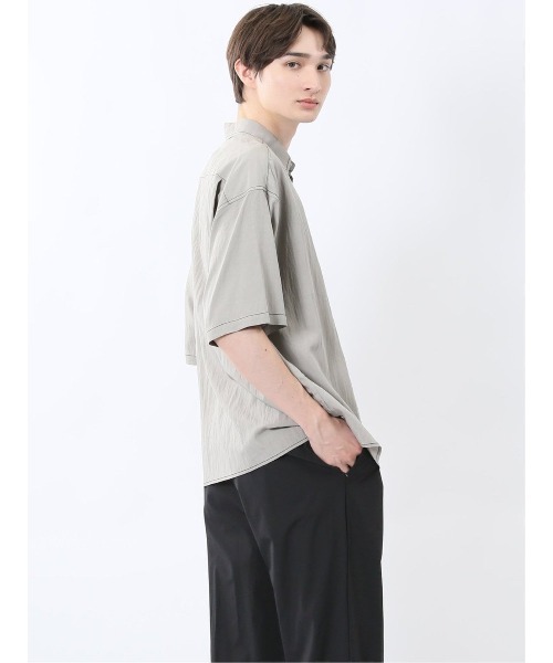 m.f.editorial（エムエフエディトリアル）の「【ストレッチ ウォッシャブル】m.f.エディトリアル メンズ タスランステッチ レギュラーカラー半袖シャツ（シャツ/ブラウス・メンズ・グレー/ブラック・MEDIUM/LARGE）」の18枚目の写真