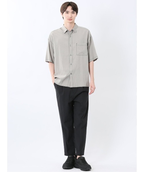 m.f.editorial（エムエフエディトリアル）の「【ストレッチ ウォッシャブル】m.f.エディトリアル メンズ タスランステッチ レギュラーカラー半袖シャツ（シャツ/ブラウス・メンズ・グレー/ブラック・MEDIUM/LARGE）」の19枚目の写真