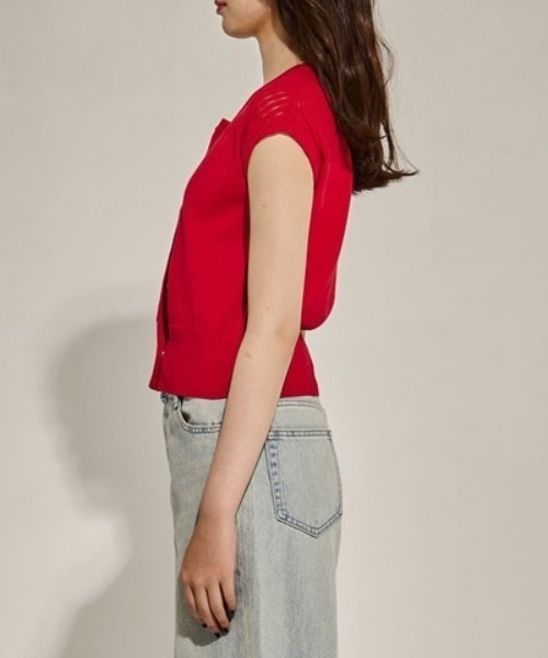 WRAPINKNOT（ラッピンノット）の「【WRAPINKNOTラッピンノット】《STUDIOUS別注》lace nosleeve cardigan/レースノースリーブカーディガン（カーディガン/ボレロ・レディース・レッド/オフホワイト/ブラック・FREE）」の20枚目の写真