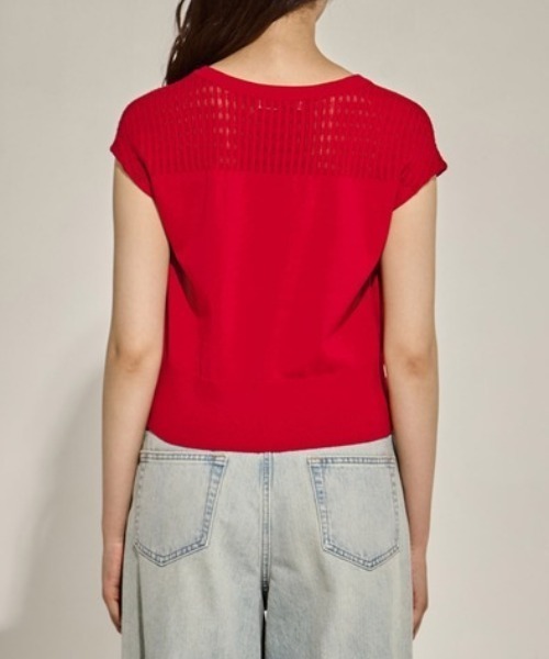 WRAPINKNOT（ラッピンノット）の「【WRAPINKNOTラッピンノット】《STUDIOUS別注》lace nosleeve cardigan/レースノースリーブカーディガン（カーディガン/ボレロ・レディース・レッド/オフホワイト/ブラック・FREE）」の21枚目の写真