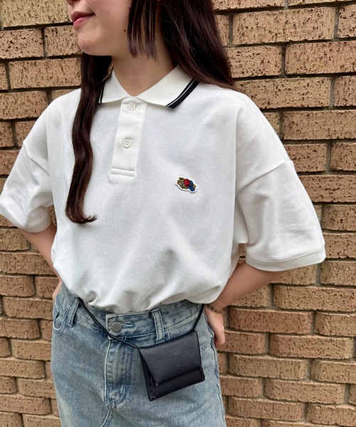 FRUIT OF THE LOOM（フルーツオブザルーム）の「【FRUIT OF THE LOOM】ワンポイント カノコラインポロシャツ（ポロシャツ・レディース・サックスブルー/ブラック/ホワイト/グリーン・S/M/L/XL）」の5枚目の写真