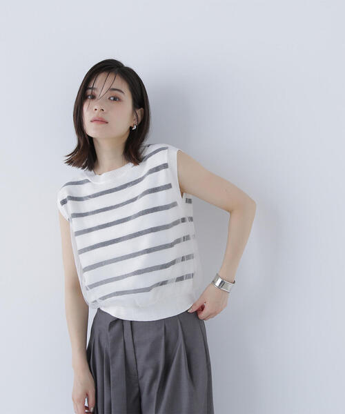 NATURAL BEAUTY BASIC(ナチュラルビューティーベーシック)の「◇チュールレイヤードニット(ニット/セーター・レディース・ホワイト系その他/キャメル/チャコールグレー・FREE)」の22枚目の写真