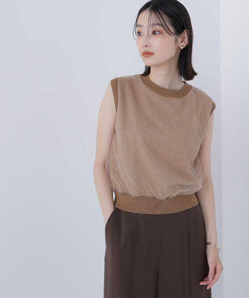 NATURAL BEAUTY BASIC(ナチュラルビューティーベーシック)の「◇チュールレイヤードニット(ニット/セーター・レディース・ホワイト系その他/キャメル/チャコールグレー・FREE)」の9枚目の写真