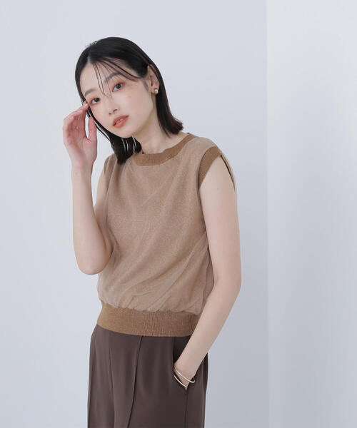 NATURAL BEAUTY BASIC(ナチュラルビューティーベーシック)の「◇チュールレイヤードニット(ニット/セーター・レディース・ホワイト系その他/キャメル/チャコールグレー・FREE)」の6枚目の写真