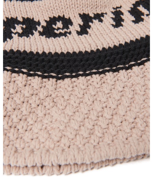 uniform experiment(ユニフォームエクスペリメント)の「LOGO JACQUARD KNIT HAT(ハット・メンズ・ベージュ/ブラック・FREE)」の7枚目の写真