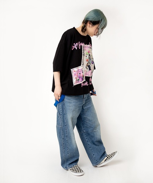 RNA（アールエヌエー）の「M2533 ビッグパッチＴ（Tシャツ/カットソー・レディース・アッシュグレー/ブラック/パープル・MEDIUM）」の14枚目の写真