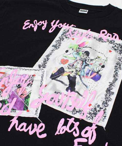 RNA（アールエヌエー）の「M2533 ビッグパッチＴ（Tシャツ/カットソー・レディース・アッシュグレー/ブラック/パープル・MEDIUM）」の7枚目の写真