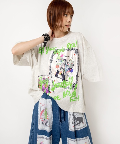 RNA（アールエヌエー）の「M2533 ビッグパッチＴ（Tシャツ/カットソー・レディース・アッシュグレー/ブラック/パープル・MEDIUM）」の18枚目の写真