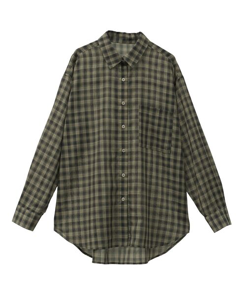 spic&span購入 シアーチェックブラウン オーバーシャツ セール