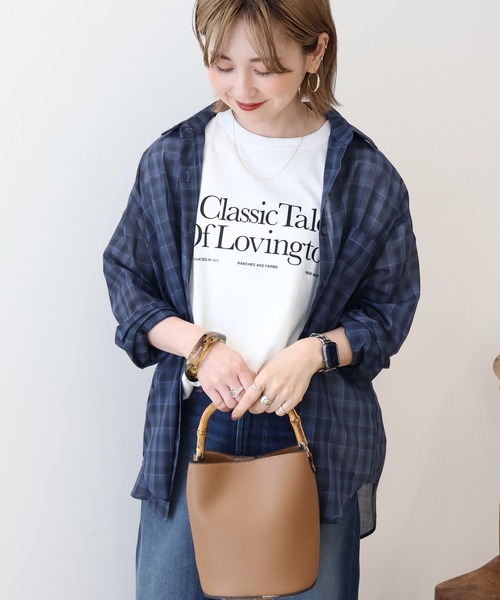AMERICAN HOLIC(アメリカンホリック)の「シアーチェック柄オーバーシャツ(シャツ/ブラウス・レディース・ブルー系その他3/イエロー系その他/レッド系その他7・M/L)」の1枚目の写真