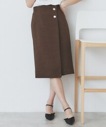 index | 《丈が選べる》麻調ラップタイトスカート【洗濯機洗い可/イージーアイロン】(スカート)