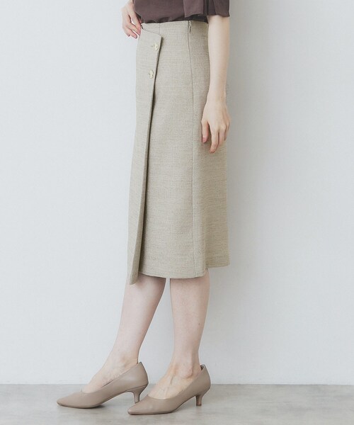index（インデックス）の「《丈が選べる》麻調ラップタイトスカート【洗濯機洗い可/イージーアイロン】（スカート・レディース・ライトベージュ/ブラウン系その他/ネイビー・42/02/03/36/38/40）」の22枚目の写真
