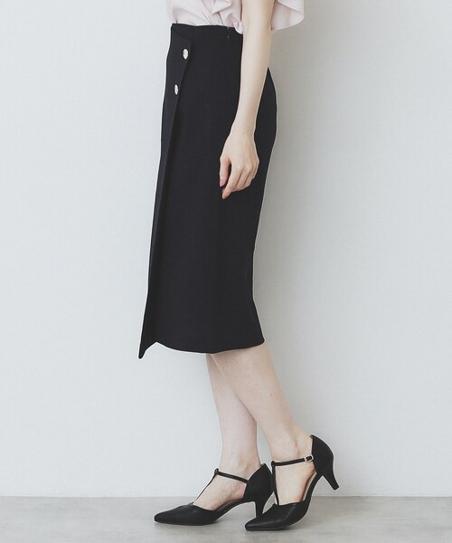 index（インデックス）の「《丈が選べる》麻調ラップタイトスカート【洗濯機洗い可/イージーアイロン】（スカート・レディース・ライトベージュ/ブラウン系その他/ネイビー・42/02/03/36/38/40）」の18枚目の写真