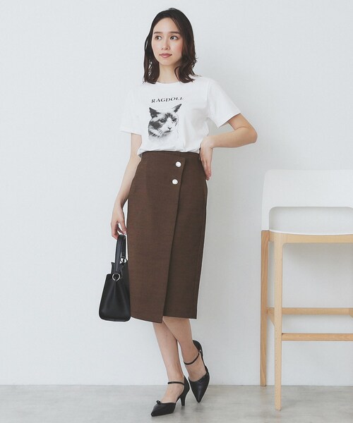 index（インデックス）の「《丈が選べる》麻調ラップタイトスカート【洗濯機洗い可/イージーアイロン】（スカート・レディース・ライトベージュ/ブラウン系その他/ネイビー・42/02/03/36/38/40）」の12枚目の写真