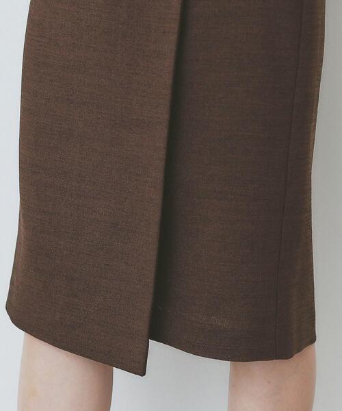index（インデックス）の「《丈が選べる》麻調ラップタイトスカート【洗濯機洗い可/イージーアイロン】（スカート・レディース・ライトベージュ/ブラウン系その他/ネイビー・42/02/03/36/38/40）」の4枚目の写真