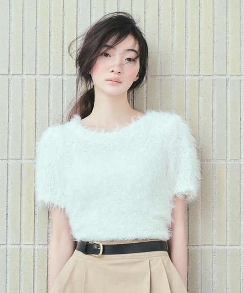 CELINE ホワイトシャギーニット Mサイズ 2ad09-305t01.jpg